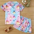 thumbnail image 7 of Edvintorg Boys Pajamas Size 8 Cute Printed Short Sleeve Button Down Shirt and Shorts Sets Summer Casual Satin Pajamas for Girls Children's Loungewear, 7 of 7