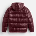 thumbnail image 3 of Men's Hooded Cotton-Padded Jacket - Solid Color Thickened Warm Loose Coat with Big Pockets, Long-Sleeve Bread Jacket, Wine Red, XXL, 3 of 5