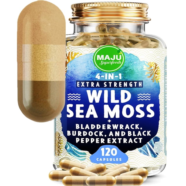Cápsulas de musgo marino Maju Wild Irish de 120 unidades con Bladderwrack