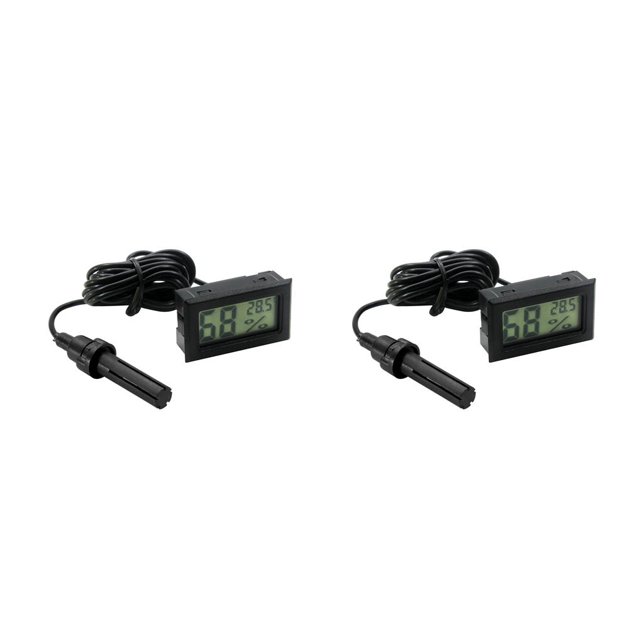 Billuyoard ABS Termómetro digital Pantalla LCD Alimentado por Higrómetro integrado preciso Hogar Hotel Oficina Medidor de temperatura Medidor Negro 2Conjunto