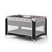 Foundations Sleep 'N Store Baby Play Yard, Foldable with Bassinet & Mattress, Mod Plaid Gray