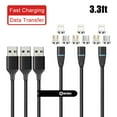 thumbnail image 1 of N.NetDot Magnetic Charging Cable [3.3ft,3 Pack],3 in 1 Nylon Braided Magnetic Fast(9V/2A) Charging Data Cable Compatible with Android (Micro Type C) iProduct, 1 of 8