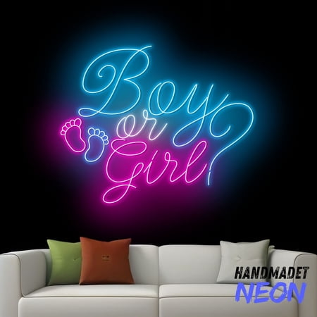 Handmadetneonsign Boy Or Girl Neon Sign, Surprise Gender Reveal Led Sign, Baby Shower Gift, Baby Gender Wall Decor 77474