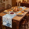 thumbnail image 2 of Blue Fall Pumpkins Table Runner - 120 Inch Long Botanical Autumn Maple Leaves Thanksgiving Cotton and Linen Blended Dress Scarves Farmhouse Table Runner for Kitchen Dining, Coffee Table, 13" x 120", 2 of 8