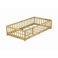 thumbnail image 5 of Mirightone Twin Size Floor Bed , Wood Montessori Floor Beds with Fence Railings, Door & Slats Support, Twin Playhouse Bed Frame, (Natural), 5 of 7