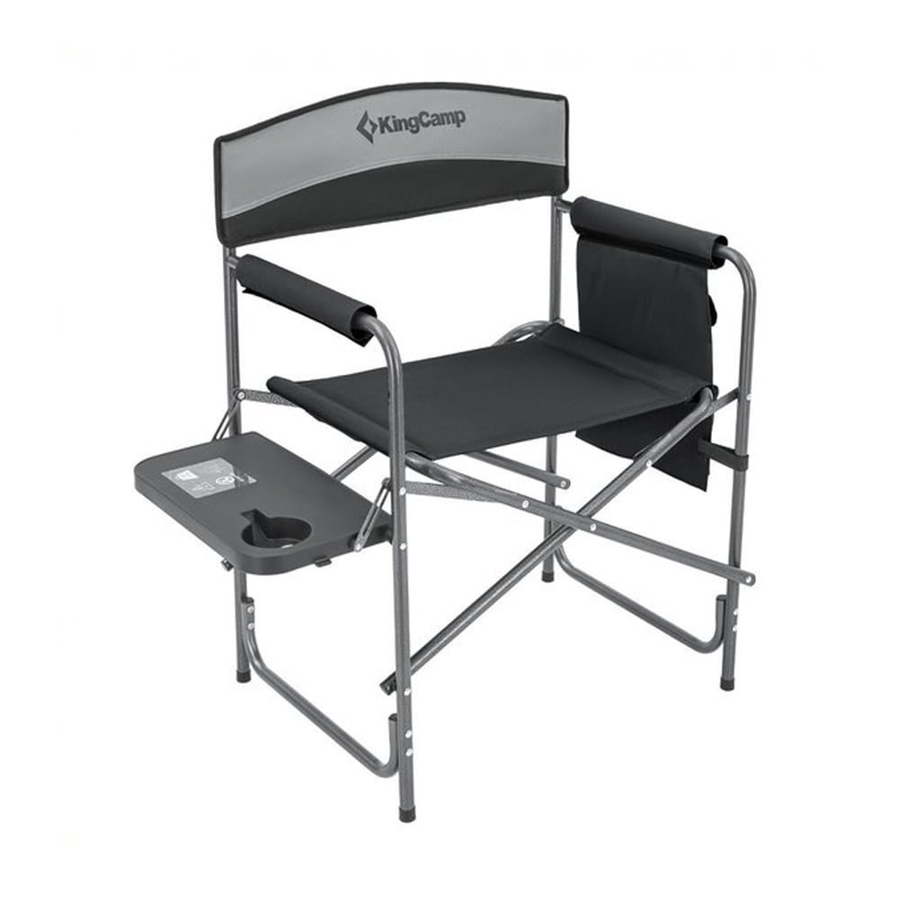 KingCamp Camping Folding Chair with Side Table & Storage Pocket, Grey