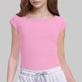 thumbnail image 2 of Afuyipoi Girls Short Sleeve T-shirts,Summer Round Neck Solid Color Casual Tees Pink 9-10 T, 2 of 8