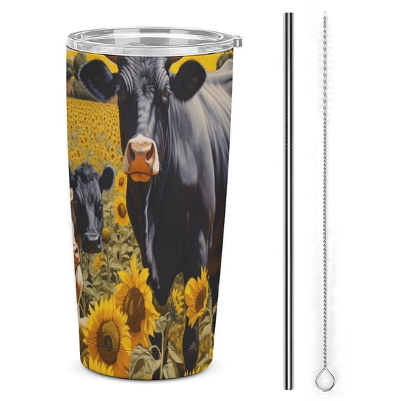Farm Cows 20oz Tumbler with Lid And Straw Insulated Mug Stainless Steel Vacuum Double Wall Mug For< Car>