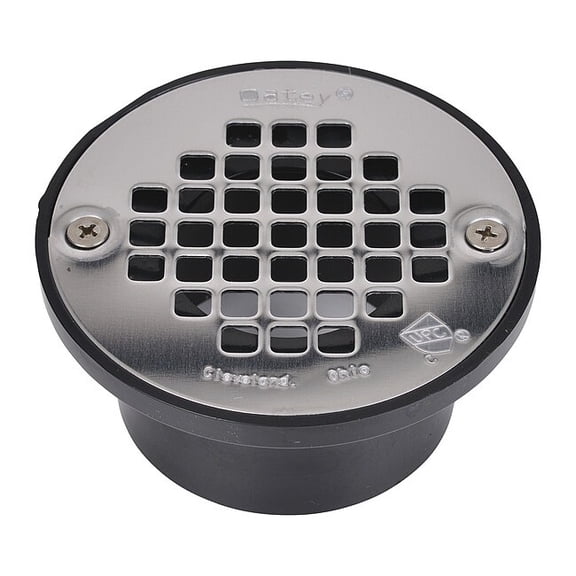 Oatey Straight Floor Drain, ABS, Stainless Steel, 2" or 3", Solvent-Weld 43578
