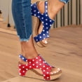 thumbnail image 5 of HAOTAGS Independence Day Summer Sandals for Women Wedge Sandals Casual Beach Shoes, 5 of 7
