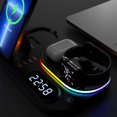 thumbnail image 3 of Base de carga inalámbrica 4 en 1 con reloj digital y luz nocturna, soporte de carga rápida compatible con auriculares y reloj Apple., 3 of 8
