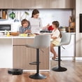 thumbnail image 4 of RESTWORLD 2PCS Grey Adjustable 360° Swivel Bar Stools PU Leather Cushion With Backrest Footrest For Kitchen Island Home Bar Dining Room, 4 of 7