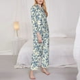 thumbnail image 3 of Salouo Vintage Blue Floral Pattern Women's Pajamas Set Long Sleeve Button Down Sleepwear Soft Pj Lounge Sets for women 2 Piece Pjs Set with Long Pants-XX-Large, 3 of 7