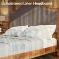thumbnail image 4 of Merluxy Wooden Platform Queen Bed Frame with Upholstered Headboard Solid Wood Bed, No Box Spring Needed, Brown, 4 of 9