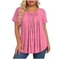 thumbnail image 2 of Neewe Womens Plus Size Pleated Tops Short Sleeve Summer Tunic Casual Loose Fit Crewneck Shirts Blouse 2026, 2 of 6