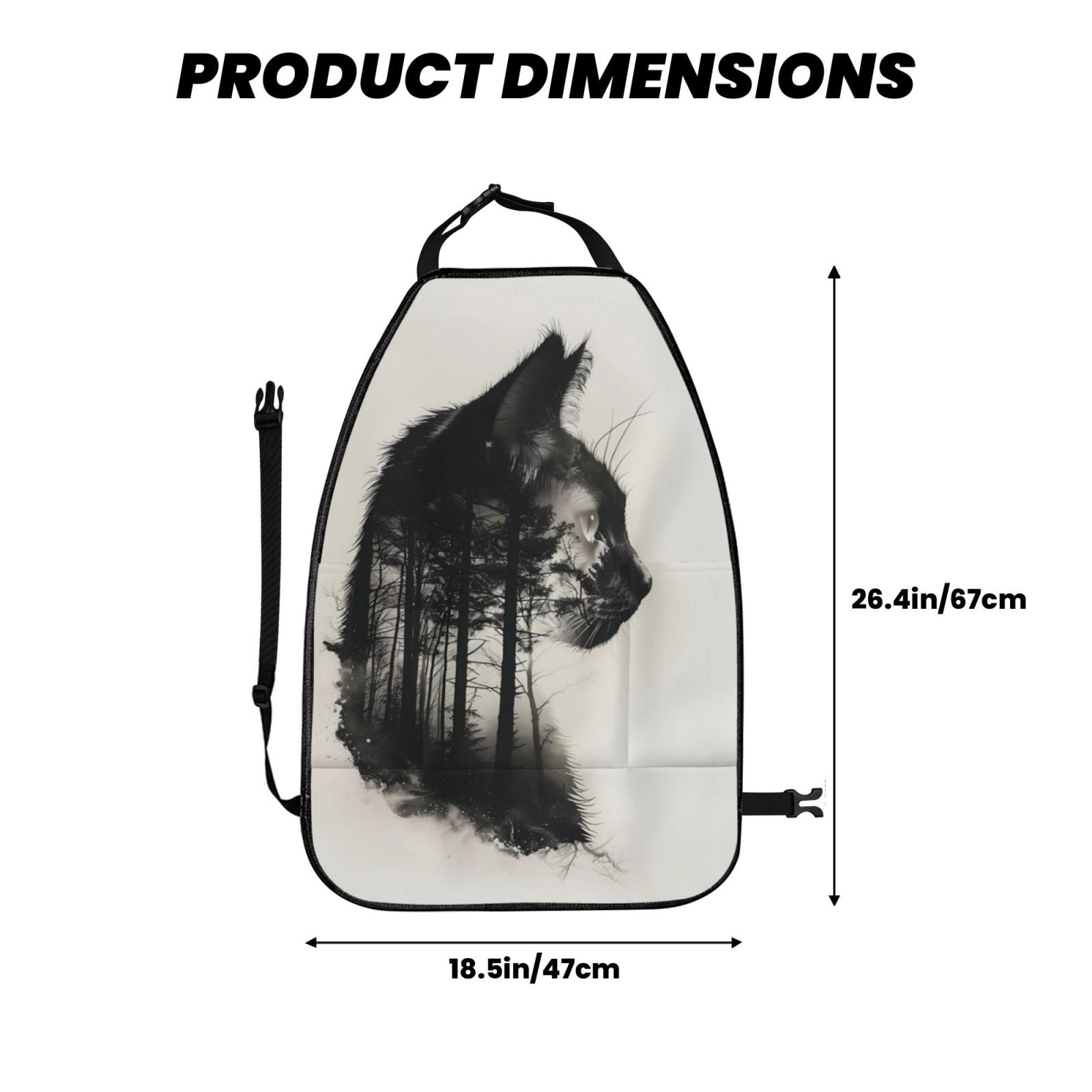 Kdxio Double Exposure Cat Forest Print 2 Pack Car Kick Mat Seat Cover Back Protector Mat with Pockets for Organizer Backseat Protector and Storage Anti Kick Pad for Vehicles
