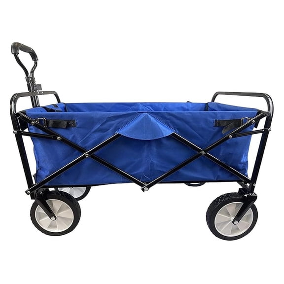 Folding Wagon Cart 150lbs Capacity - Heavy Duty Collapsible Utility Wagon - Outdoor Event & Beach Wagon - Blue
