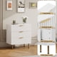 thumbnail image 5 of QinaQin Buró o cómoda acanalada de 3 cajones con jaladeras y patas doradas, diseño moderno para recámara, sala, pasillo o entrada, 5 of 8