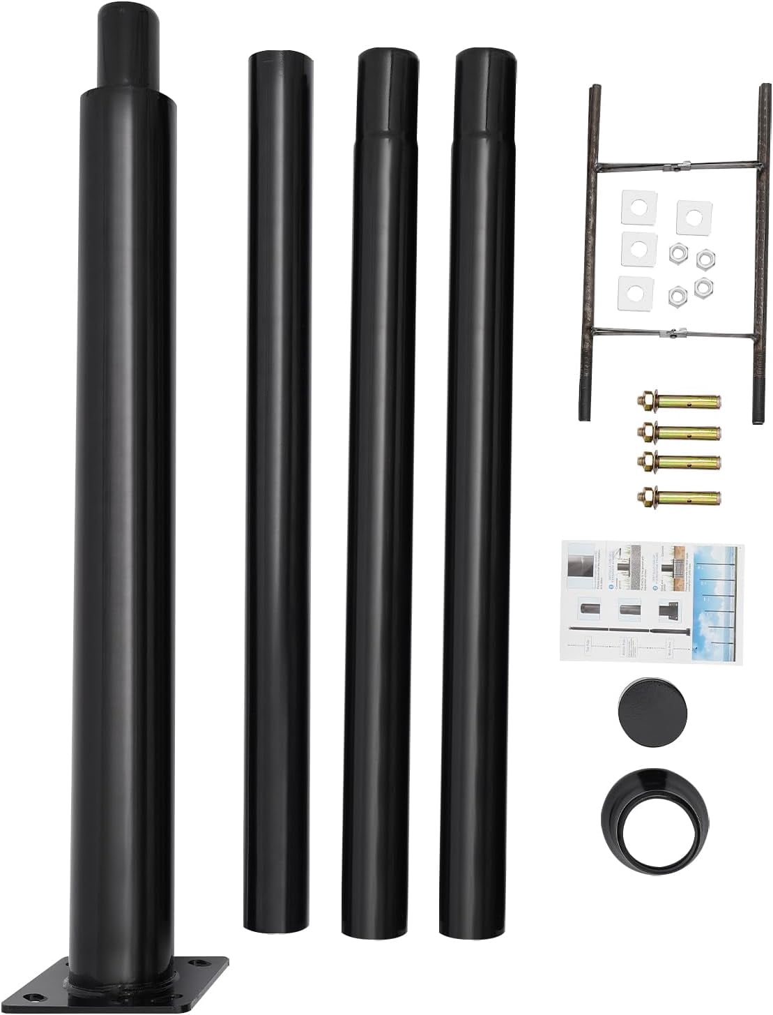 Street Light Pole 13ft Tall Split Street Lamp Post 220Lbs Outdoor Light Pole with Mounting Ground Cage and 114+76mm Poles