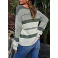 thumbnail image 3 of Sidefeel Womens Stripe Color Block Knitwear Sweater Winter Loose Slouchy Pullover Jumper Tops L 12-14, 3 of 10