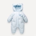 thumbnail image 3 of Agkizg Boys Girls Winter Fleece Romper Snowsuit,Plushs Long Sleeve Hooded Jumpsuit,Soft Warm Thickened Loungewear Kids Fleece Bodysuit,6-9 Months, 3 of 5