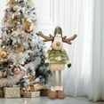 thumbnail image 4 of Reindeer Christmas Decor, Plush Xmas Deer with Scarf & Antlers, Handmade Swedish Style Santa Elk Figurine for Home Table Shelf Christmas Decorations(26in), 4 of 6