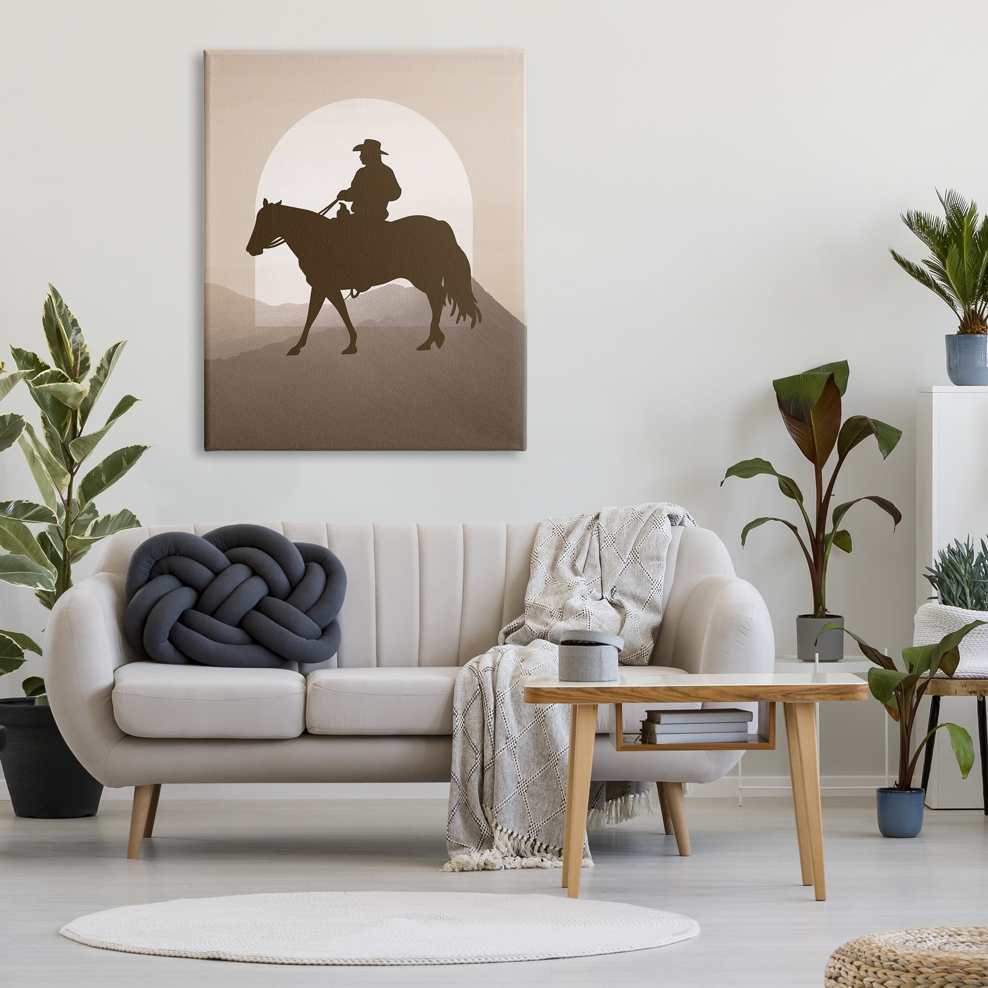 Stupell Industries Cowboy & Mountains Animals & Insects Painting Gallery Wrapped Canvas Art Print Wall Art, 36 x 48