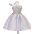 thumbnail image 2 of Toddler Girl One Shoulder Dresses Baby Formal Party Wedding Flower Bowknot Dress 2-10T, 2 of 7