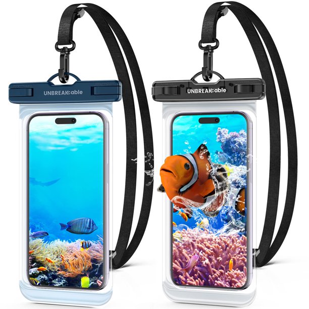Funda impermeable para teléfono UnbreakCable IPX8 de 7 pulgadas, paquete de 2