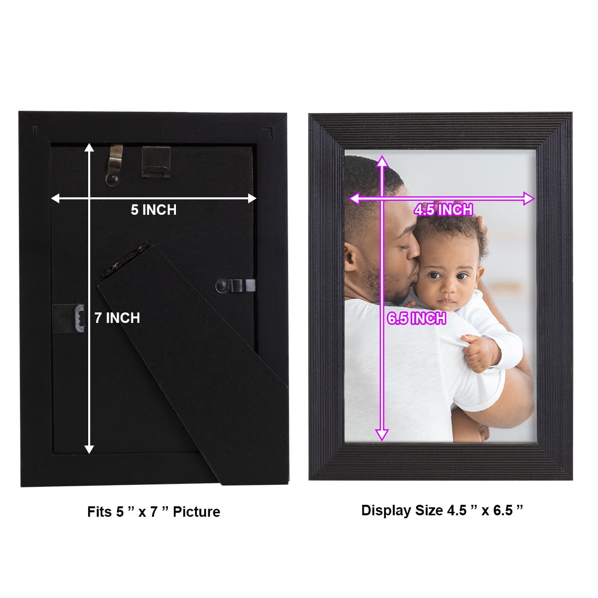 Grooved 5 in. x 7 in. Black Picture Frame Set (Set of 4)