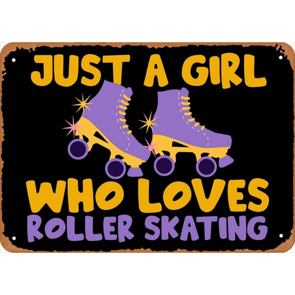 Roller Skating Roller Skating Skater Girl Poster 8x12 Inch Retro Vintage Metal Sign Home Man Cave Art