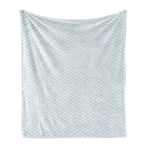 Abstract Soft Flannel Fleece Blanket, Simplistic Modern Digital Art Repetitive Hexagon Pattern Illustration, Cozy Plush for Indoor and Outdoor Use, 50" x 60", Pale Seafoam and White, by Ambesonne