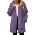 thumbnail image 2 of WIZUTIZ Women's Solid Color Long Sleeve Fleece Zip Up Hoodie Soft Plush Warm Winter Jacket Casual Loose Fit Cozy Outerwear with Pockets, 2 of 8