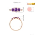thumbnail image 5 of ANGARA Natural Floating Three Stone Amethyst Ring with Diamond Halo in 14K Rose Gold for Women (Size-5mm) | February Birthstone, Birthday, Anniversary, Jewelry Gift for Women | Natural Amethyst Ring, 5 of 9