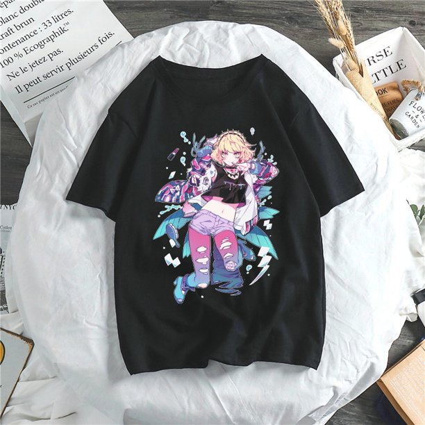 SASSYME Anime gótico T-shirt hermosa mujer suelta camiseta Punk oscuro Streetwear señoras gótico Top Harajuku ropapangjing