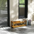 thumbnail image 2 of Outsunny Tabouret de Jardin avec Étagère de Rangement, Siège à Lattes pour Intérieur Extérieur, 2 of 10