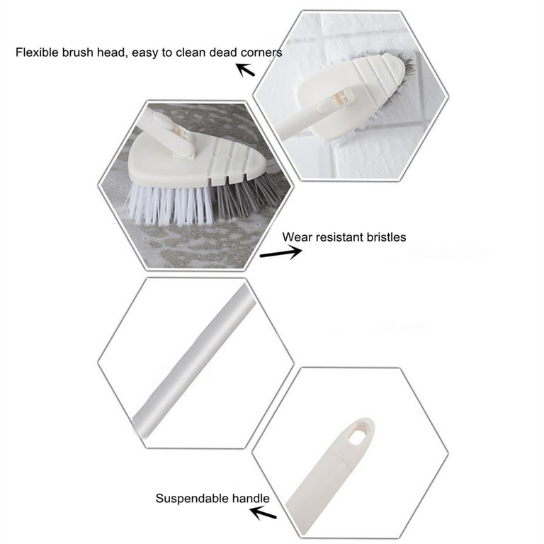 Tub Tile Cleaner Brush With Long Handle ,Shower Brush Cleaner Toolfor  Bathroom Bathtub Toilet Floor Kitchen Baseboard Cleaner 
