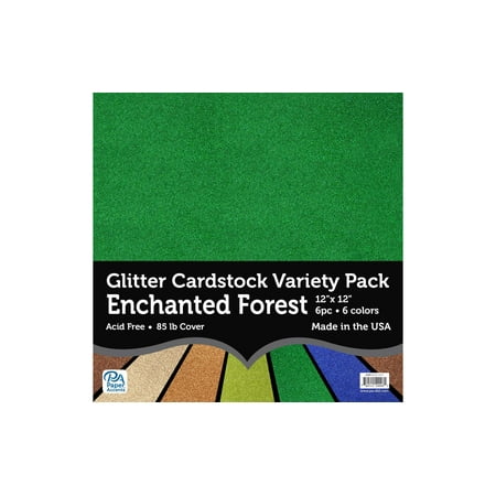 UPC: 0740512200061 | Paper Accents Cardstock Variety Pack Glitter 12 x 12  Enchanted Forest 6pc