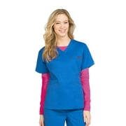 Med Couture Women's 8403 Signature V-neck Scrub Top -Royal/Passion Pink-Medium