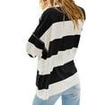 thumbnail image 6 of Utoimkio Women's Oversized Striped Shirt Half Zip Loose Fit Sweatshirt for Women Color Block V Neck Blouse Tops Casual Long Sleeve Pullover, 6 of 6