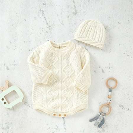 

Cathalem Outfits for Girls Size 6 Baby Knit Romper Cotton Long Sleeve Boy Girl Sweater Clothes Teen Girls Fashion Sweater Beige 3-6 Months