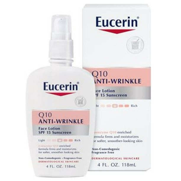 Eucerin Q10 AntiWrinkle Face Lotion SPF 15, For Sensitive Skin, 4 Fl