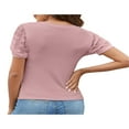 thumbnail image 4 of POINTERTECK T-shirt pour Femmes Col Rond Patchwork Manches Courtes Été Slim Fit Tops Casual Tops Daily Wear, 4 of 6
