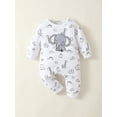 thumbnail image 6 of 3 Months Baby Boys Romper 6 Months Boys One-piece Bodysuit Cute Elephant Print Newborn Boys Long Sleeve Bodysuit White, 6 of 6