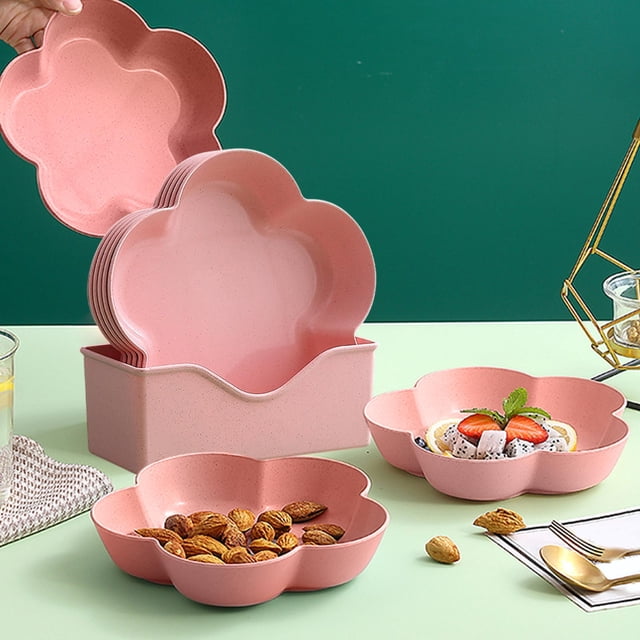 shyuyusa 5pcs Dining Plate Set with Base, Household Desktop Food Storage Tray