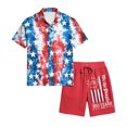 thumbnail image 5 of Men's 4th of July Beach Vacation Outfits 2 Piece Short Sleeve Button Down Shirts and Shorts Sets US 250 Years Anniversary Summer Outfits, 5 of 6