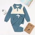 thumbnail image 2 of Zshosam Baby Boy Fall Clothes Toddler Baby Boy Fall Winter Clothes Sweatshirt Pullover Tops + Casual Pants Outfit Set,Blue 12-18 Months, 2 of 9
