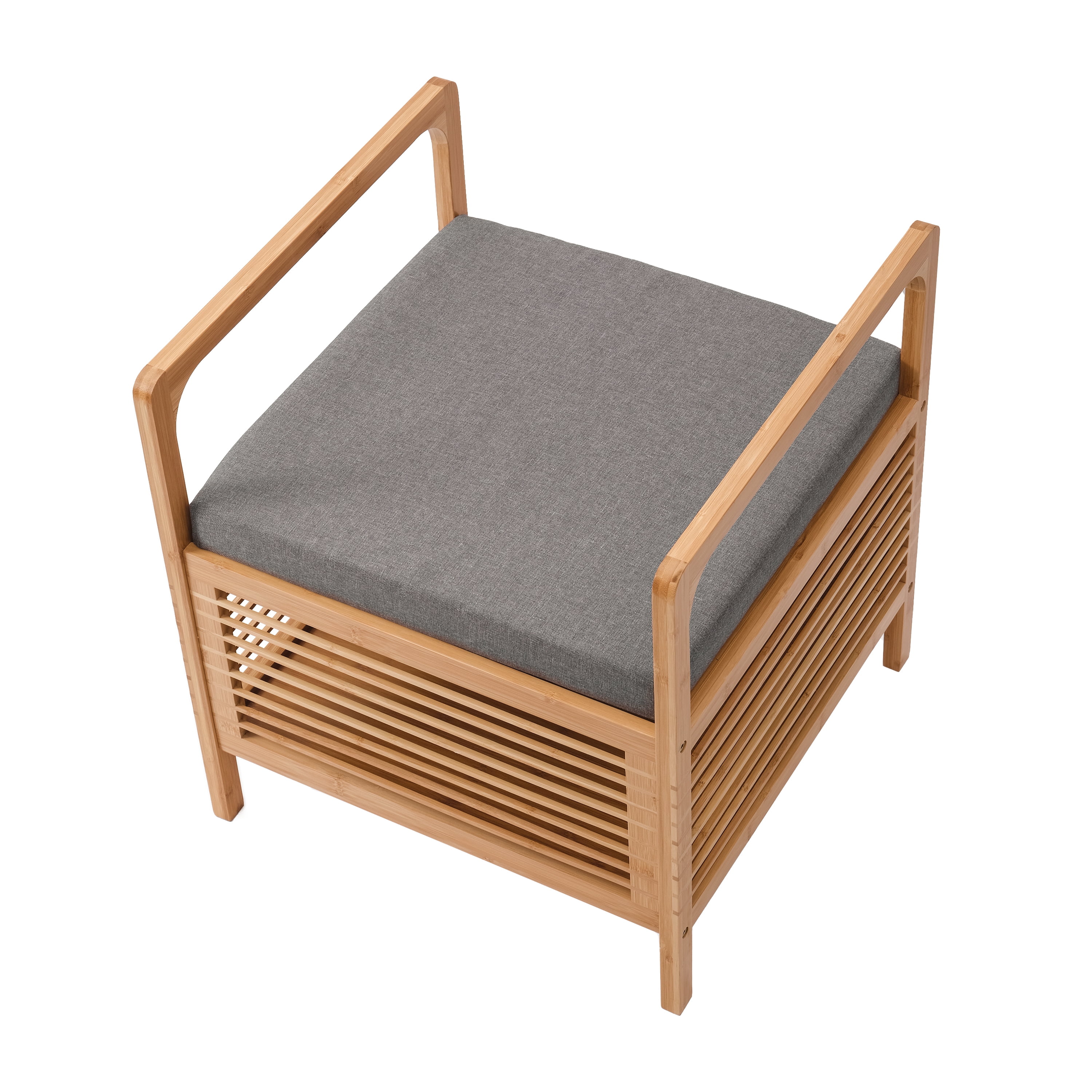 Proman Products SH17236 Cambridge Bamboo Square Storage Shoe bench, Natural, 19.5" W x 19.5" D x 21.5" H
