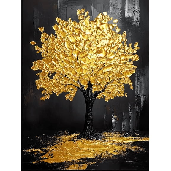 Golden Tree Decor Painting/Canvas Art， Suitable for Living Room， Bedroom， Office， Hotel， Bar and Gallery Decoration， Modern Home Wall Art
