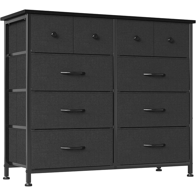 MUTUN Commode pour Chambre à Coucher, Commode de Chambre, Commode Haute à 10 Tiroirs en Tissu pour Salon, Garde-Robe, Couloir, Entrée, Commode à Tiroirs, Unité d'Organisation, Blanc